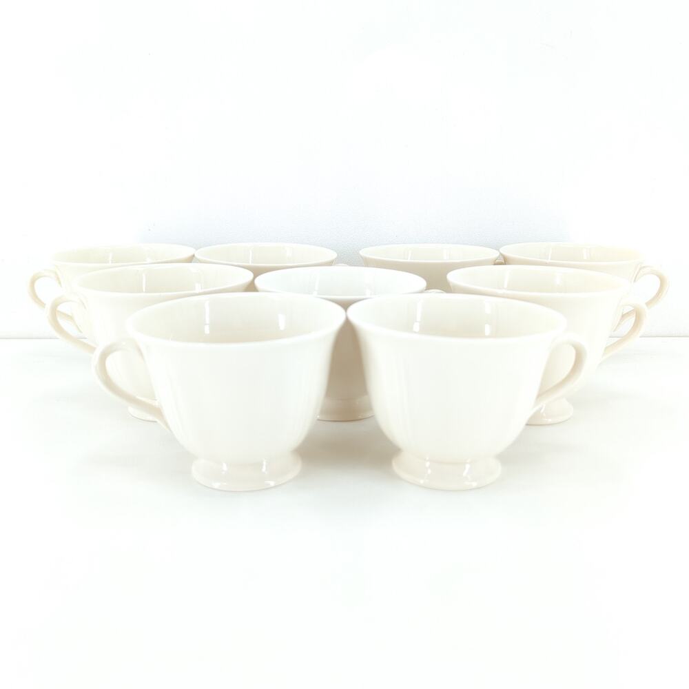 Wedgwood Queensware Queens Plain Shape Tea Cups Off White Set of 9 FLAW